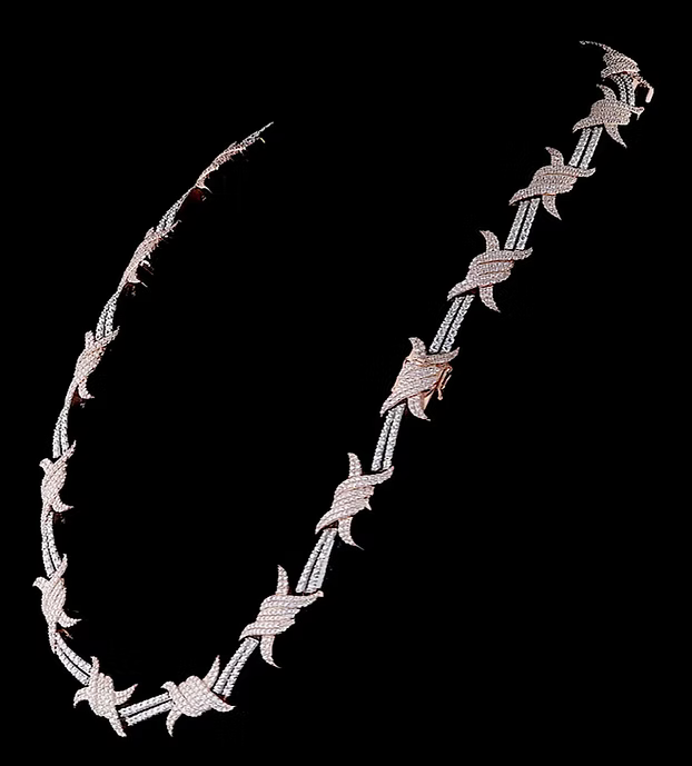 VVS Moissanite Barb Wire Necklace