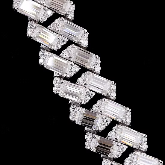 Emerald Cut VVS Moissanite Cuban Chain