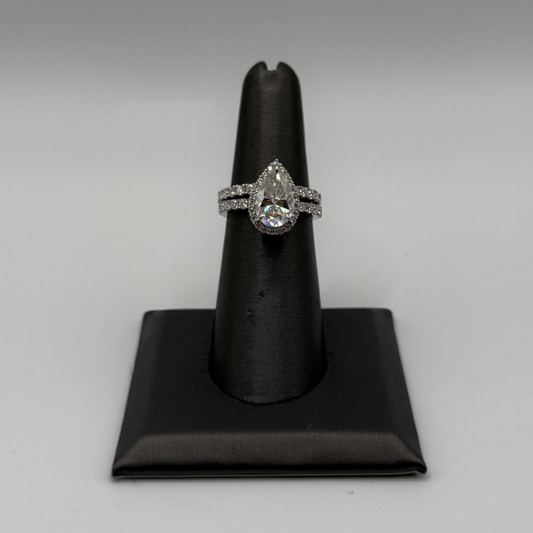 3 Carat VVS Pear Cut Engagement Ring Set