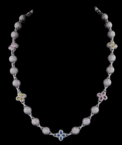 Beads and Clover Moissanite Necklace