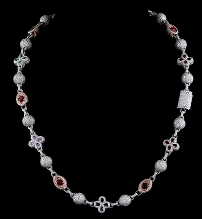 Flower and Evil Eye Necklace