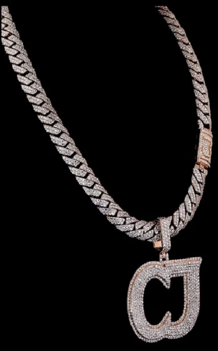 VVS Moissanite 2 Letter Pendant and Chain Bundle