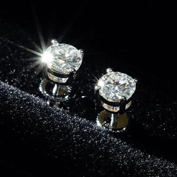 VVS Moissanite Round Stud Earrings