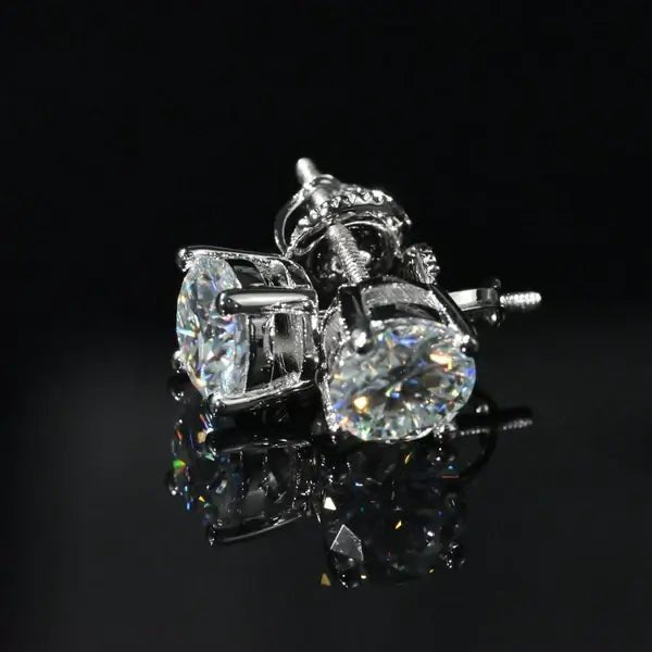 VVS Moissanite Round Stud Earrings