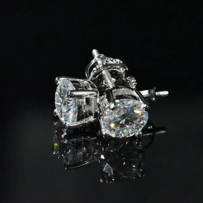 VVS Moissanite Round Stud Earrings