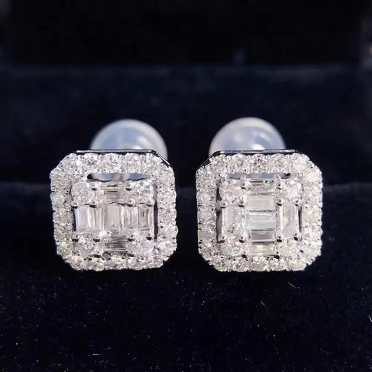 VVS Baguette Cluster Halo Stud Earrings