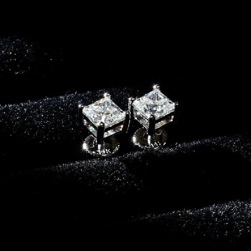 VVS Princess Cut Moissanite Stud Earrings