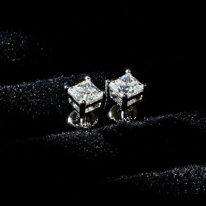 VVS Princess Cut Moissanite Stud Earrings