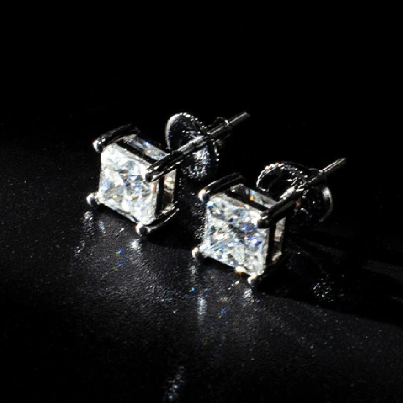 VVS Princess Cut Moissanite Stud Earrings
