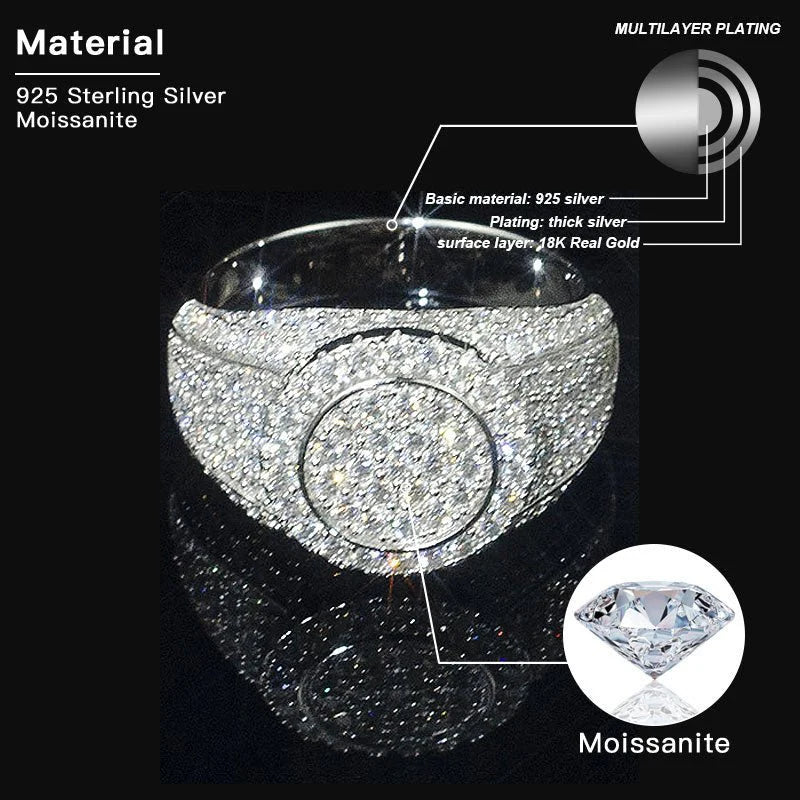 VVS Moissanite Round Pavé Signet Ring