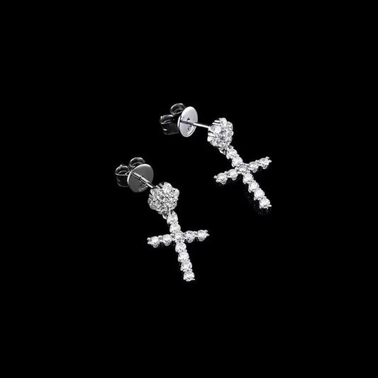 VVS Moissanite Cross Stud Earrings