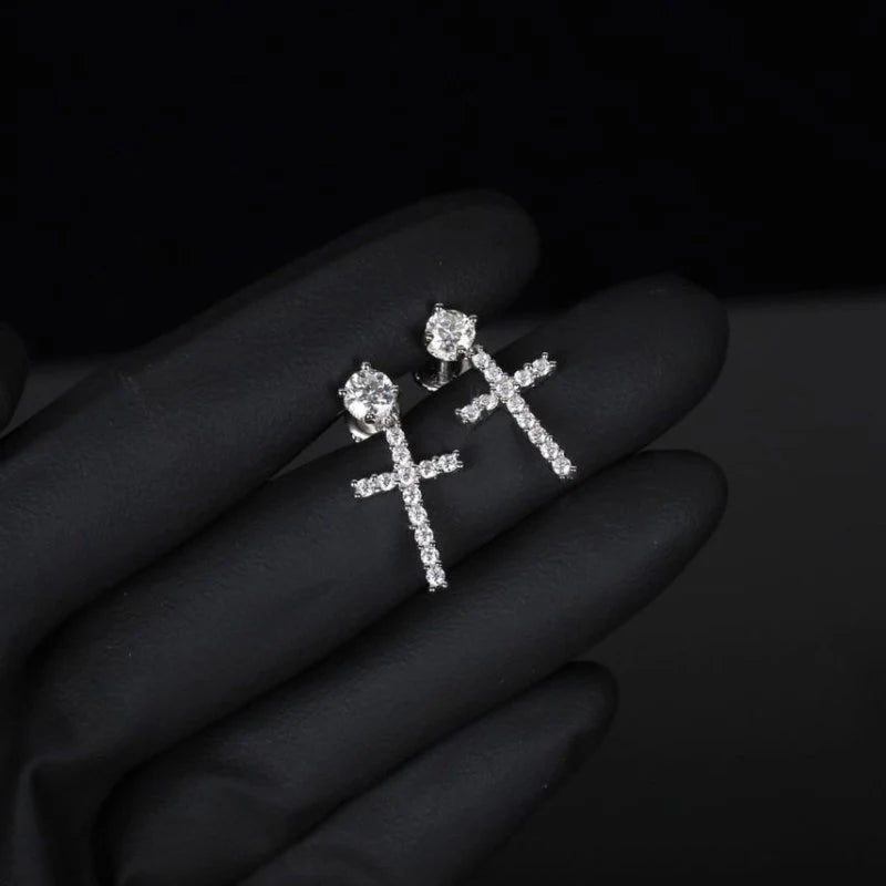 VVS Moissanite Cross Stud Earrings