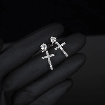 VVS Moissanite Cross Stud Earrings