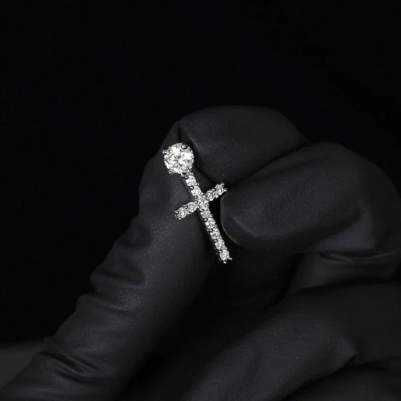VVS Moissanite Cross Stud Earrings