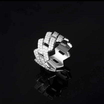 Double Row VVS Cuban Link Ring 18k Gold Plating