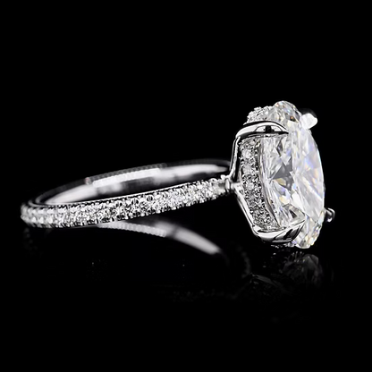 3ct Oval VVS Moissanite Hidden Halo Set in Sterling Silver