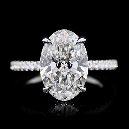 3ct Oval VVS Moissanite Hidden Halo Set in Sterling Silver