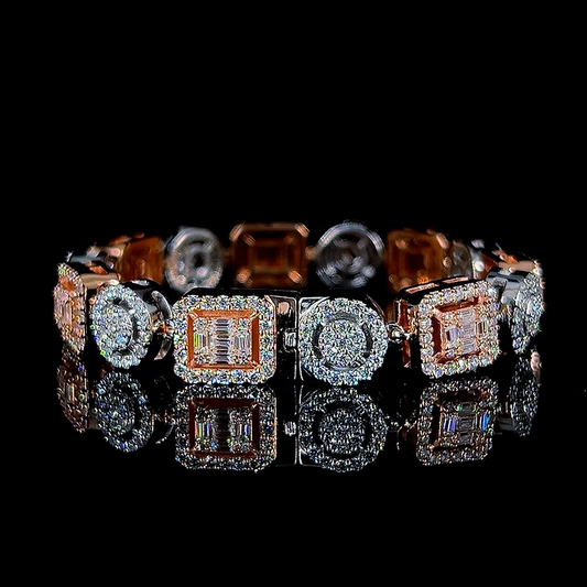 VVS Moissanite Square Round Cluster bracelet