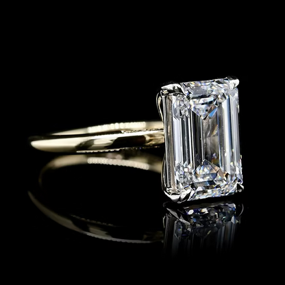 3ct Emerald Cut VVS Moissanite in Sterling Silver Band
