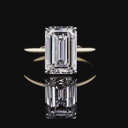 3ct Emerald Cut VVS Moissanite in Sterling Silver Band