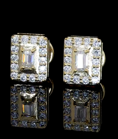 Stud Emerald Moissanite Earrings