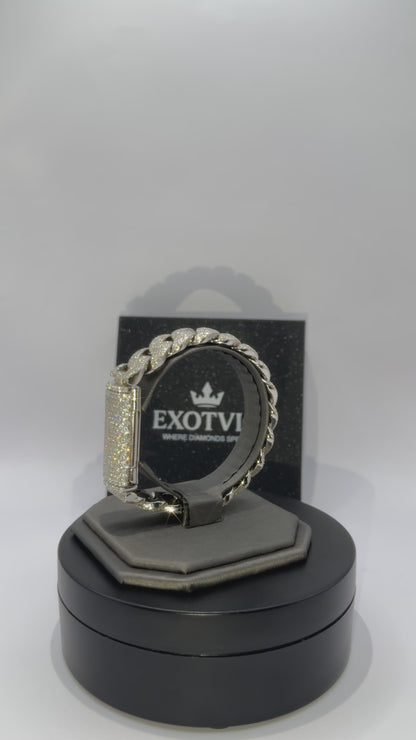 Arc Mosaic Cuban Link Bracelet 4 Row