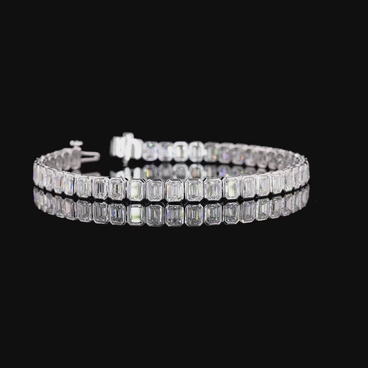 Emerald Cut Lab Grown Diamond Tennis Bracelet