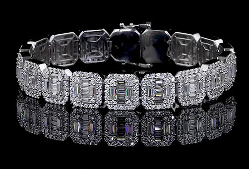 Baguette & Round Diamond Unisex Bracelet